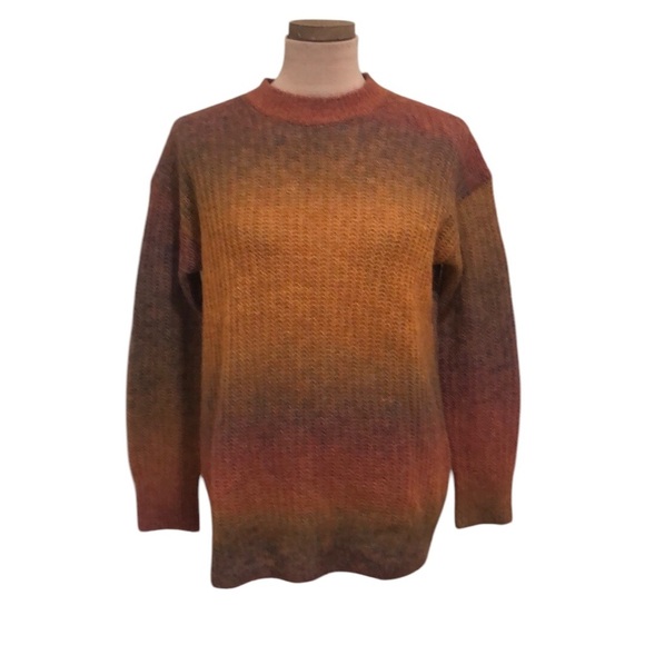 Aritzia Wilfred Free Cosmic Sweater Size XXS Orange Brown Ombre Alpaca Wool - Picture 1 of 12